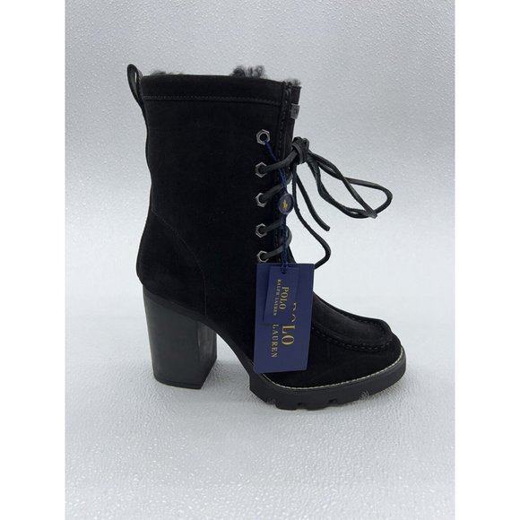 $300 Polo Ralph Lauren Black Fashion Booties Suede Ankle Boots Women's Various - Picture 8 of 12